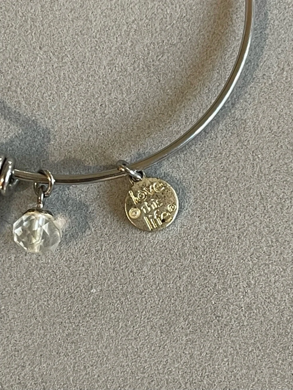 Turquoise Beaded Silver-Tone Charm Bangle Set - Daughter/Friendship